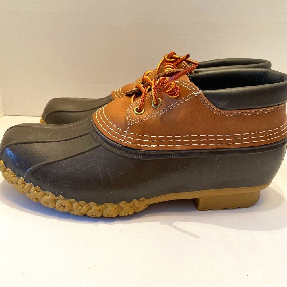 LL Bean Bean Boots Low Brown Leather Duck Boot Shoes Men’s Size 7W